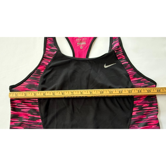 Nike Tank Top Women's Medium Black Pink Polyester Dri Fit Racerback Workout Top - Picture 8 of 8